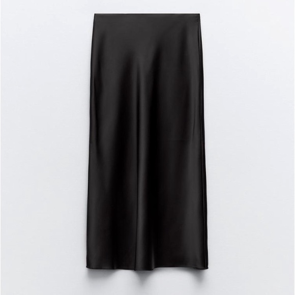 Zara Satin Effect Midi Skirt - black - size XS - Picture 4 of 6
